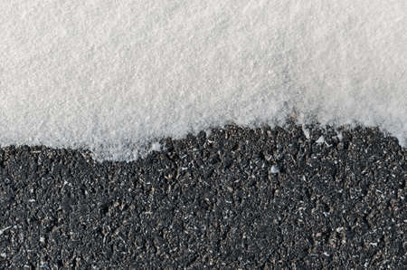 Background and texture of asphalt and snow.