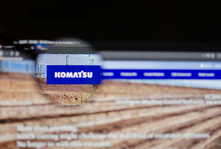 Kostanay, Kazakhstan, March 09, 2019, web site of a Japanese engineering company Komatsu.