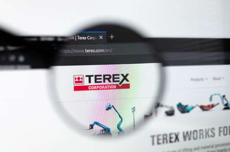 Kostanay, Kazakhstan, March 10, 2019, website of Terex Corporation, an American company, a manufacturer of construction and other industrial machinery.のeditorial素材