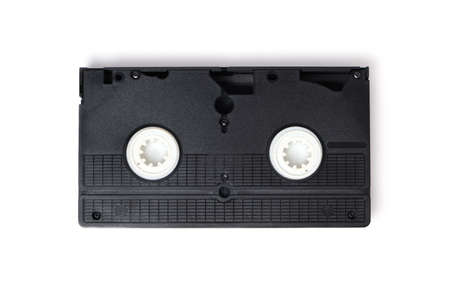 Retro videotape on white background, close-up isolate.の写真素材