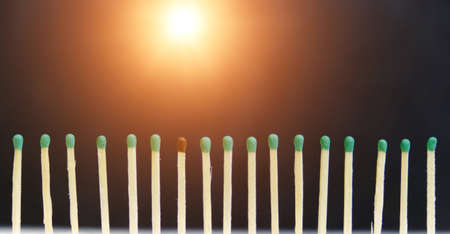 Number of matches with green gunpowder, one with brown gunpowder.Difference, favorite, otherの写真素材