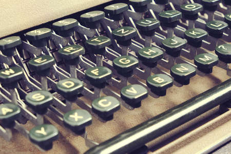 Keyboard of an old retro typewriter with the English alphabetの写真素材