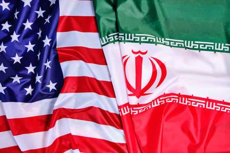 Flag of the United States of America and Iranの写真素材