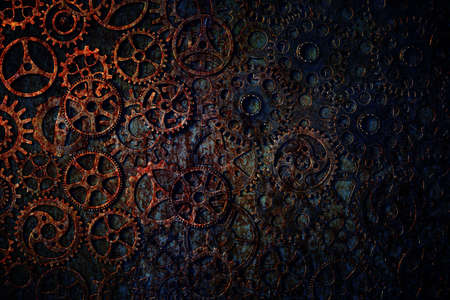 Gears, abstract background, lots of little rusty gears, steampunkの写真素材