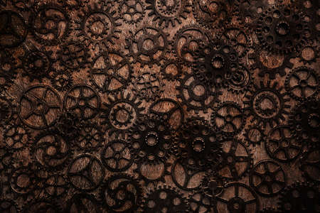Gears, abstract background, lots of little rusty gears, steampunk