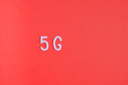 5g network logo on a red backgroundの写真素材