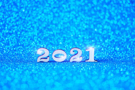Figures for 2021 on a blue background.Coming new yearの写真素材