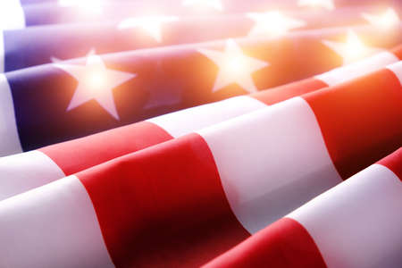 Flag United States America. Independence Day and Memorial Day.Stars and stripes.With sunlight