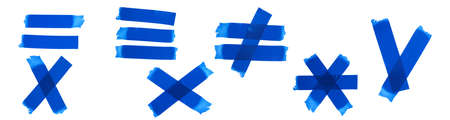 Set of different signs and symbols in blue on white background, isolateの写真素材