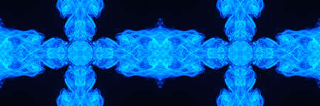 Abstract swirls and clouds smoke forming fantastic silhouettes bright blue color