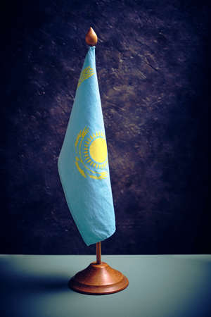 National flag Republic Kazakhstan on a black backgroundの写真素材