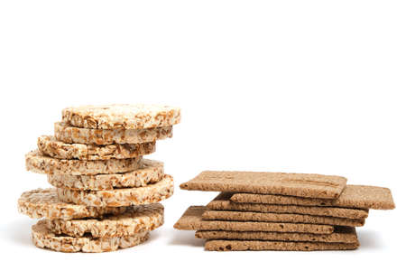 Wheat and rye bread on a white background,a popular product is delicious and healthy foodの写真素材