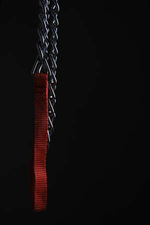 Nickel plated metal chain black background