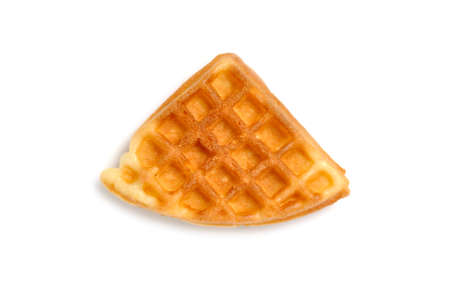 Triangular waffle slices white backgroundの写真素材