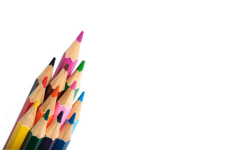 Set of colored pencils white background