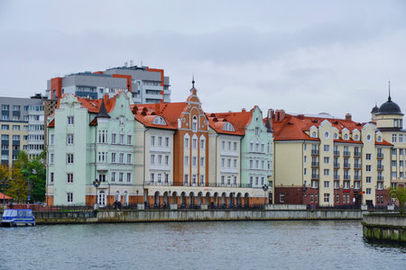 Kaliningrad, Russia, October 26, 2022.The facades beautiful buildings are tourist attraction on...