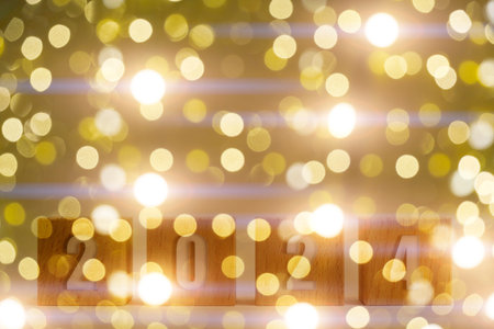 Abstract bokeh background burning light bulbs evening city and garlands