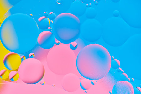 Bright abstract, multicolored background with oil circles