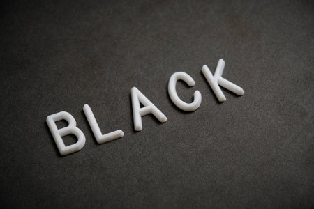 Inscription black, in white letters black backgroundの写真素材