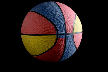 Tricolor basketball black background, isolateの写真素材