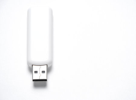 usb flash drive in white case white backgroundの写真素材