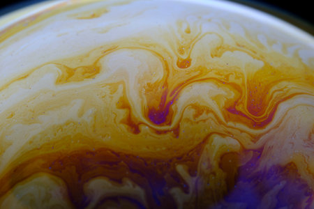 Closeup view soap bubble similar colorful, fantastic planet