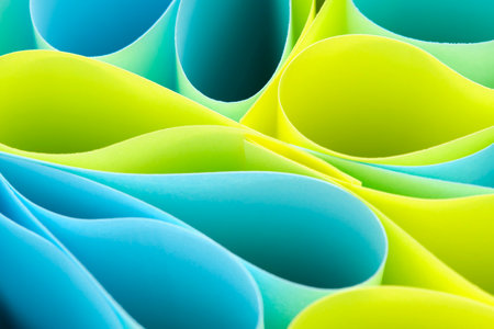 Abstract background blue and yellow paper with smooth linesの写真素材