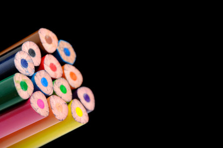 Set of colored pencils black background
