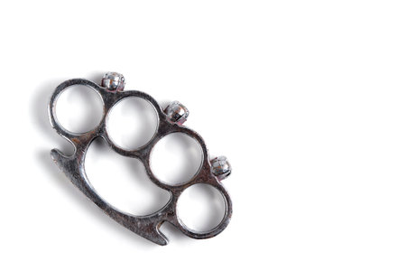 Brass knuckles cold steel, white background isolate