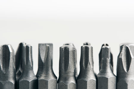 Set screwdriver bits white background. Home and industrial tools