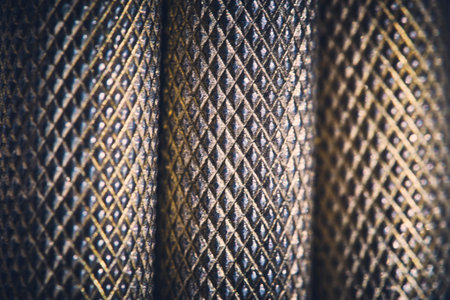 Background consists three metal corrugated tubesの写真素材