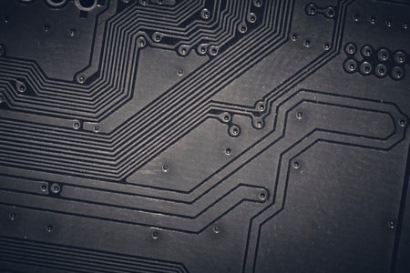 Chips and electronic components closeup. Background for web designの写真素材