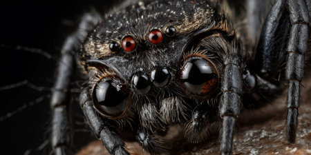 jumping spider macro close up black background high quality fifty megapixelsの素材
