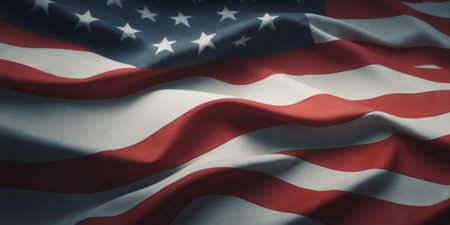 Closeup of rippled American flag, can be used as backgroundの素材