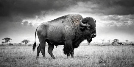 Bison in Serengeti National Park, Tanzania, Africaの素材
