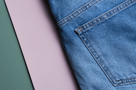 Background, back pocket of jeans closeup
