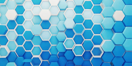 Abstract hexagon background. 3d rendering, 3d illustration.の素材