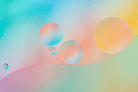 Abstract multicolored background with dynamic circles of different sizesの写真素材