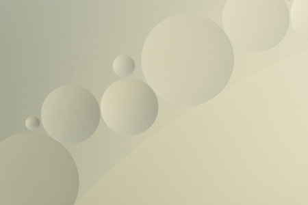 Circles of various sizes on a beige background, creating an abstract pattern. Image is calm and minimalistの写真素材