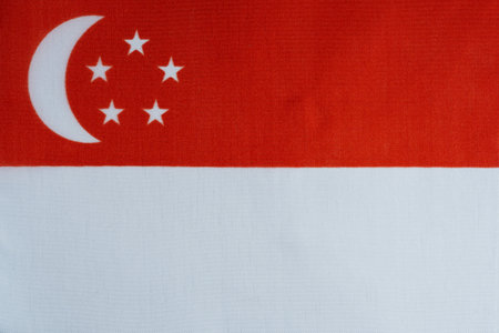 National state flag of Singapore. Closeup.の写真素材