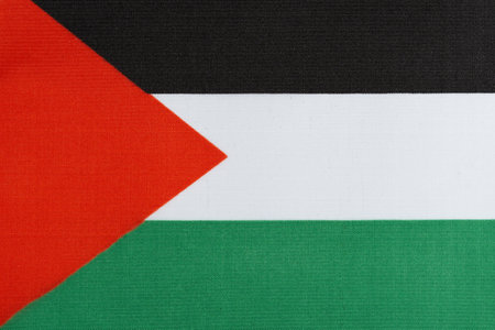 National fabric flag of the Republic of Palestine close-up.の写真素材