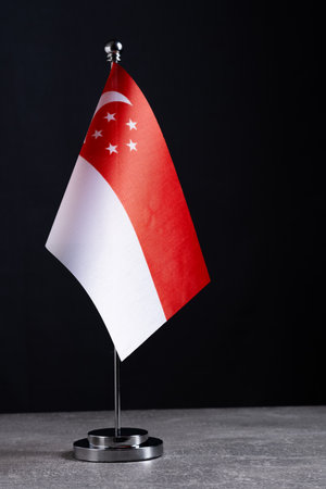 A small flag on a stand on a black backgroundの写真素材