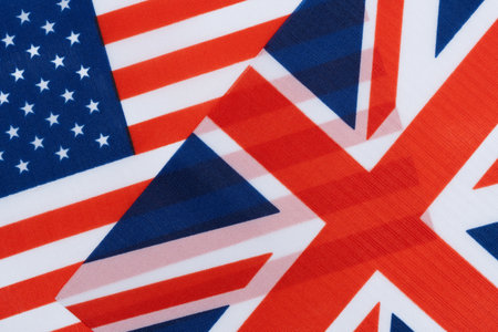 Flag  United States  America. Symbol  cooperation and partnership.Concept  political relations.の写真素材