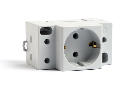 Power outlet isolated on white background. Electrical outlet for electrical panel.