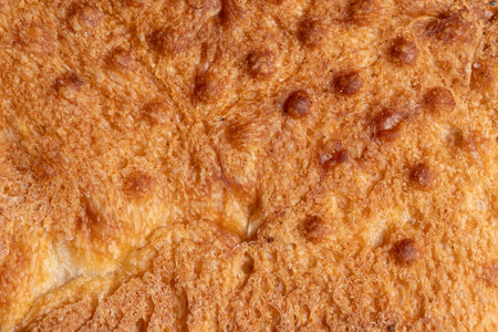 Baked bread crust, macro.