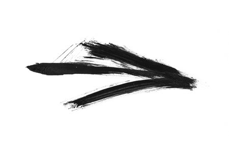 black paint brush stroke on white paper background, abstract watercolor painting