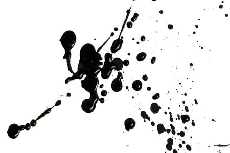 Black ink splashes on white background. Ink blots. Ink blots.の写真素材