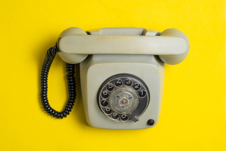 telephone receiver isolated on white background with clipping path and copy spaceの写真素材
