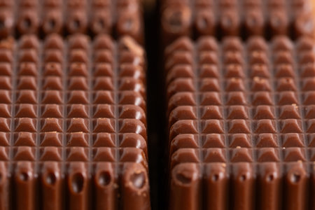 Close up of chocolate bars. Macro shot, shallow depth of field.