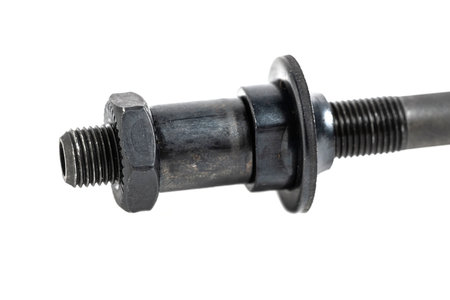 Bolt and nut isolated on the white background. closeup.